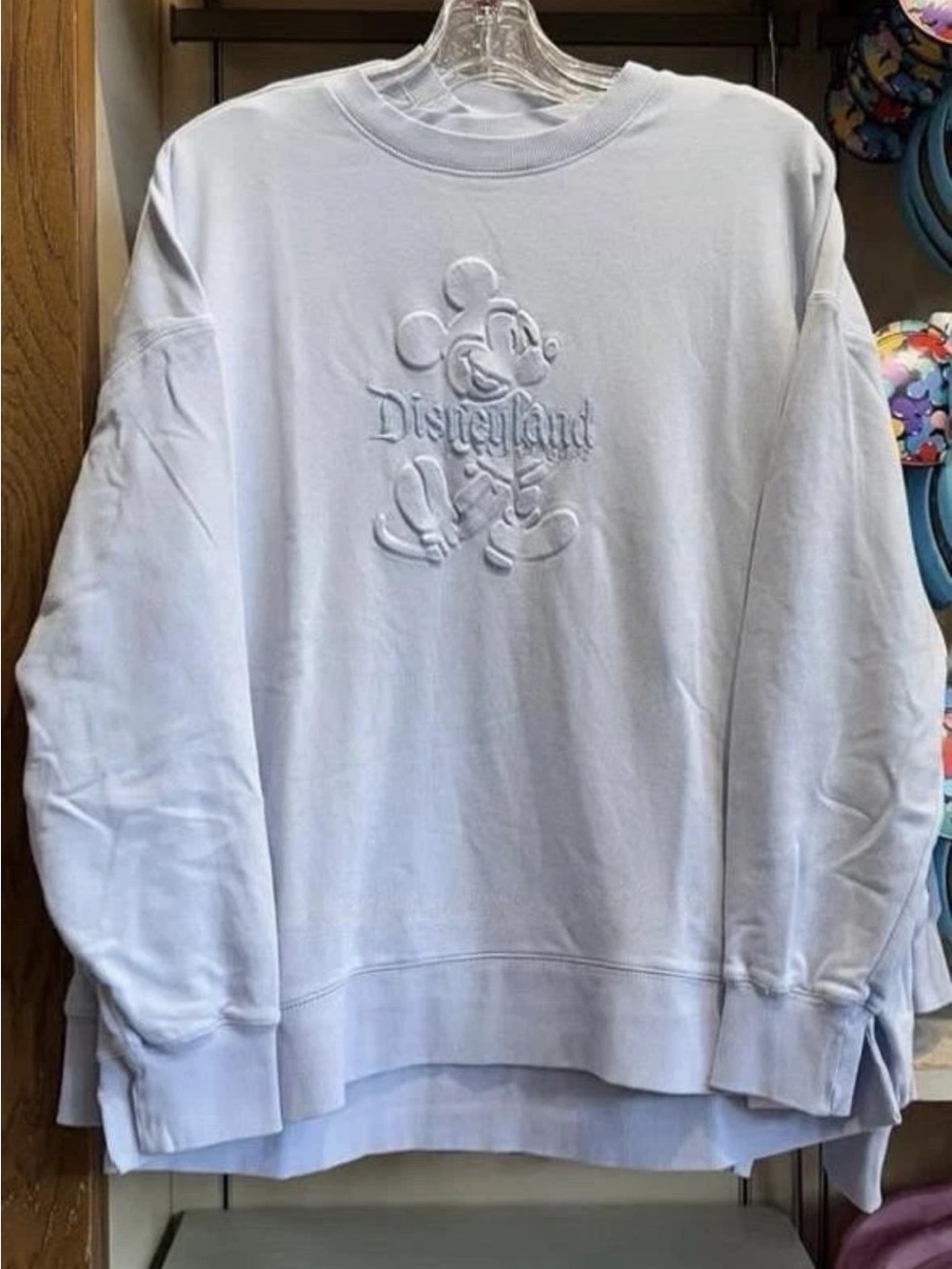 Disney Parks Disneyland Blue Sweatshirt Embossed Mickey Mouse Embroidered XS
